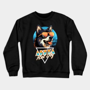 Retro Wave Akita Hot Dog Shirt Crewneck Sweatshirt